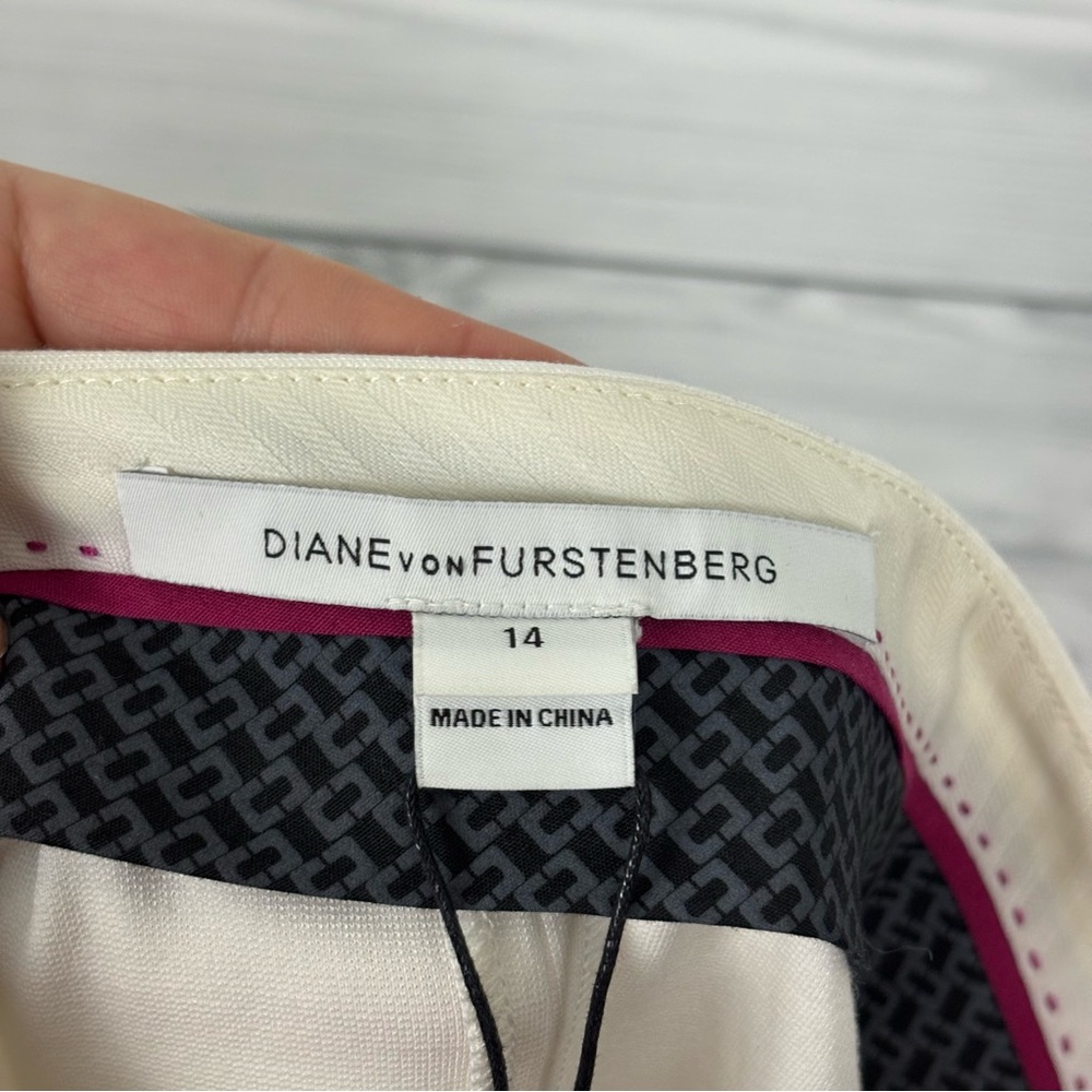 Diane Von Furstenberg Genesis White Ankle Dress Pants Size 14 NWT - Picture 7 of 9